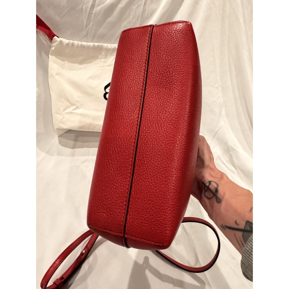Alexander McQueen Red Pebbled Leather Mini Tote Crossbody Bag Gold Hardware - Picture 5 of 14